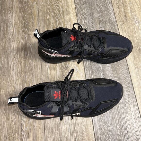 Adidas Men's US Size 12 ZX 2K Boost Black Red Running Sneaker Shoes FX7038 - Picture 2 of 11